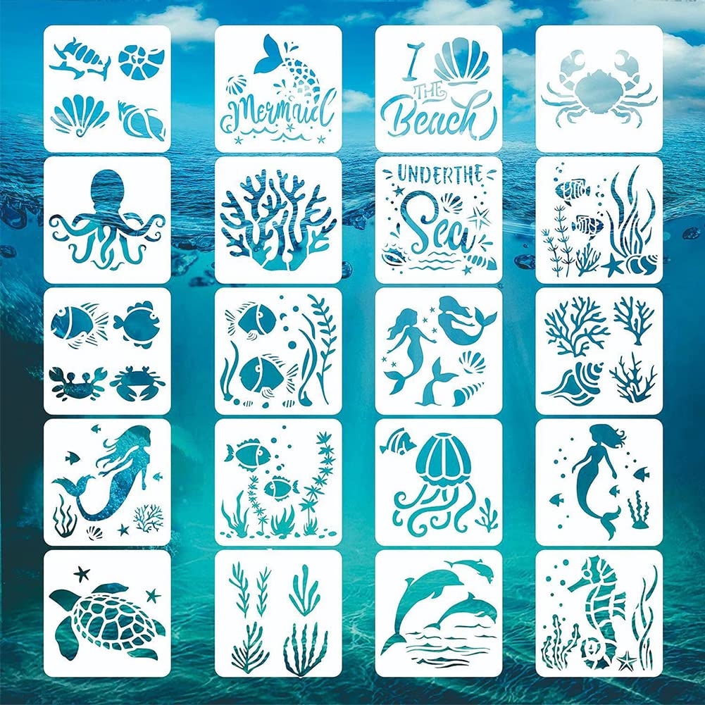 20 Pezzi Modelli Pittura Animali, Stencil per Pittura, Set di Stencil, Pittura Stencil Fai da te, Graffiti Stencil, per Pittura, Bricolage, Scrapbooking, Artigianato