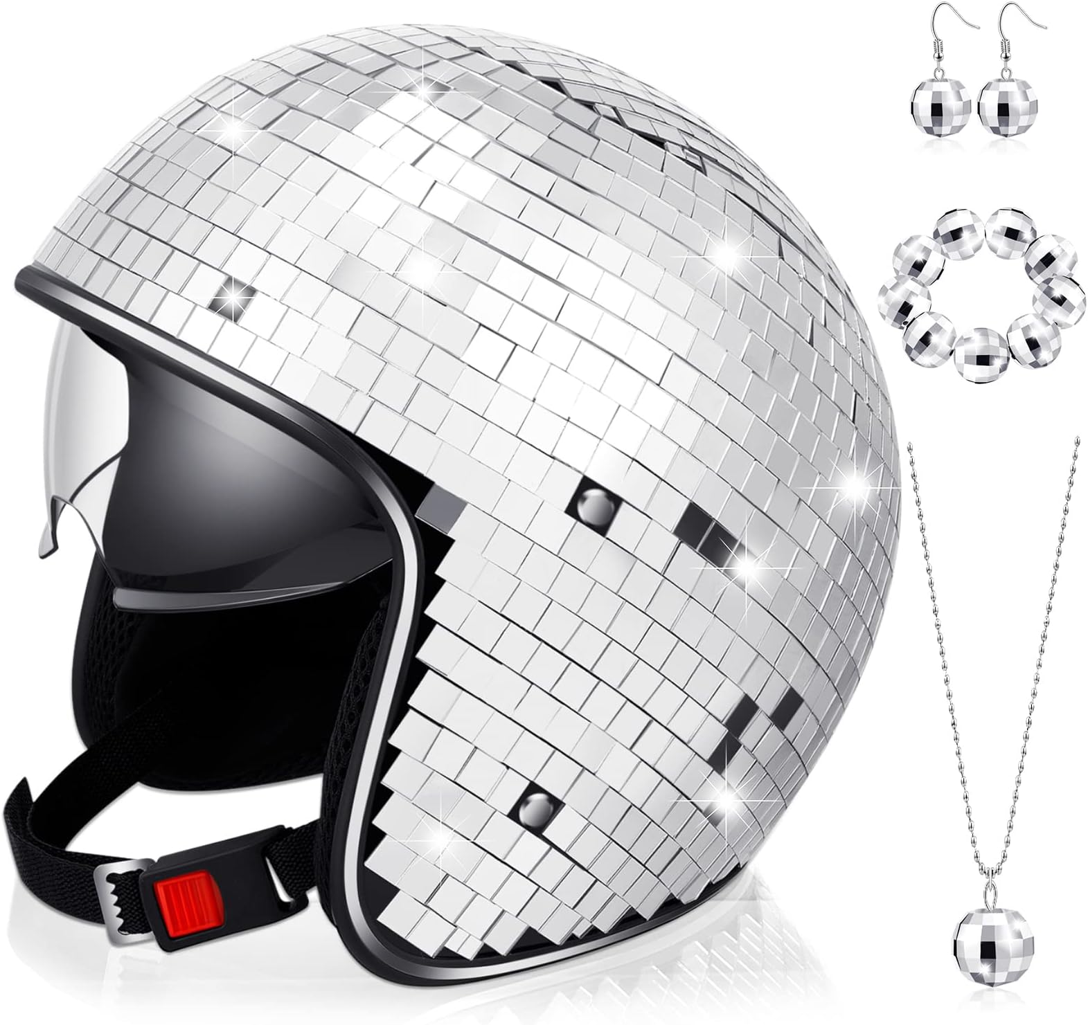 Disco Ball Helmet with Retractable Visor Disco Helmet