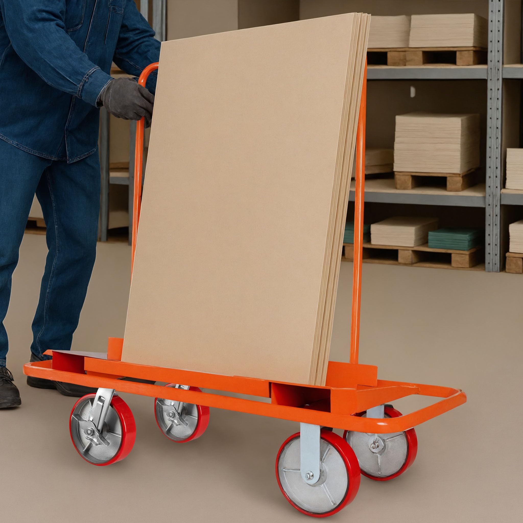 Wiltec Plattenkarren bis 1500 kg, Plattentransportwagen 120 x 59 x 110 cm aus Stahl, Plattenwagen zum Transport von Trockenbauwänden, Holz- und Gipskartonplatten, Fenstern u.v.m.