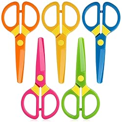 LOVESTOWN Toddler Safety Scissors, 5PCS Training Scissor for Preschool Children, Right & Left Handed Child Hand-Eye Coordination Development, Playdough Tools Paper Cutting Activity, Art Craft Supplies