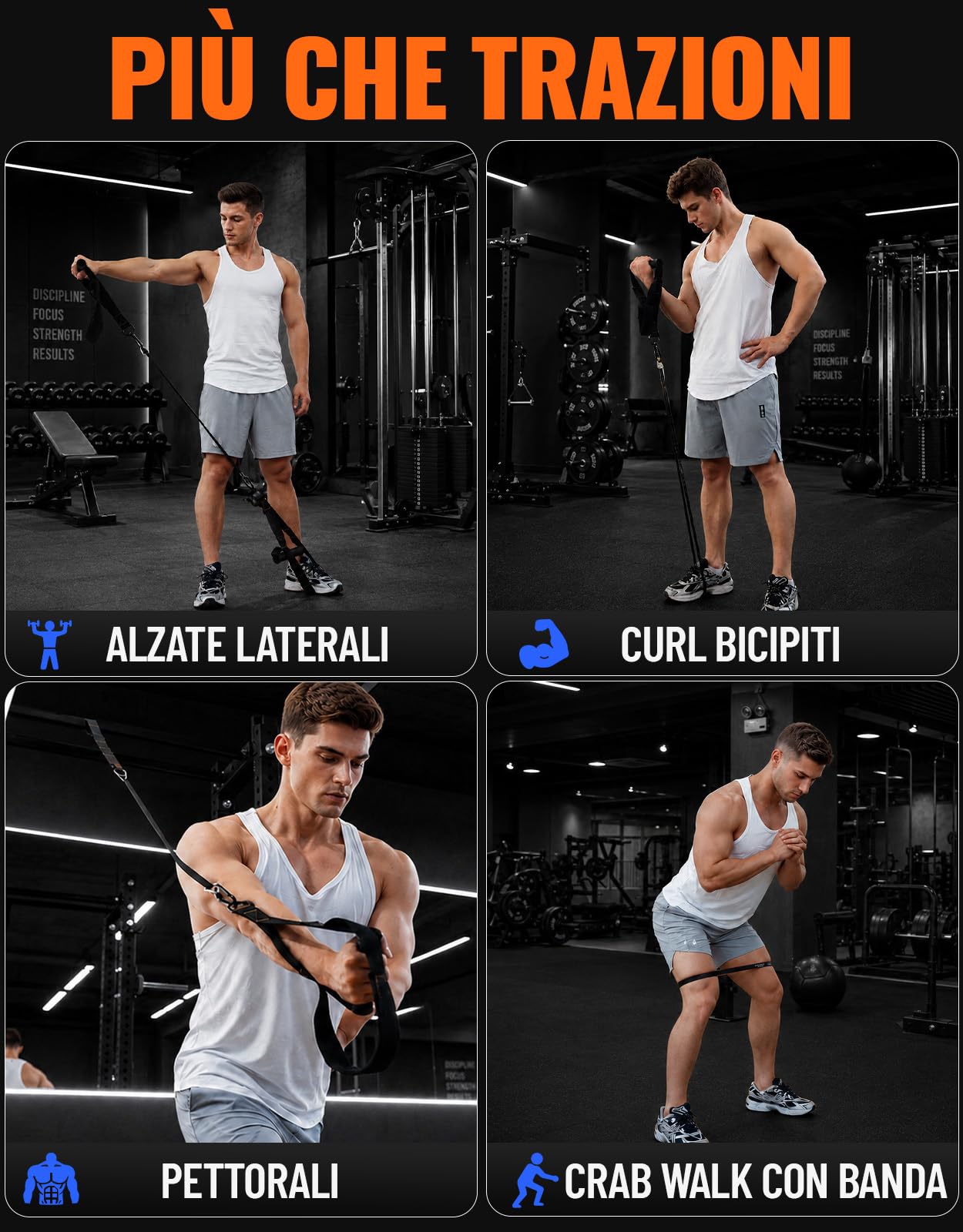 Set di fasce di assistenza per trazioni Fitarc, cinghia di assistenza per trazioni con maniglia, 14 livelli di assistenza fino a 136 kg