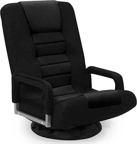 Silla giratoria para juegos con reposabrazos, sofá reclinable plegable de video con 6 posiciones ajustables, respaldo acolchado y cojín, sofá