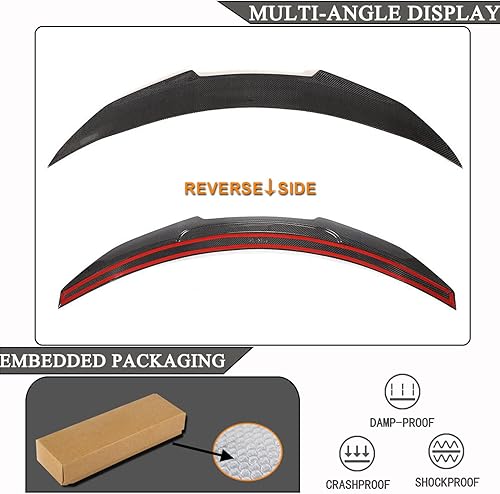 Miniatura 7 de MCARCAR KIT Alerón de maletero de fibra de carbono real para Infiniti Q60 Q60S Coupe 2017-2023 Tapa trasera de arranque Highkick Wing Lip Factory