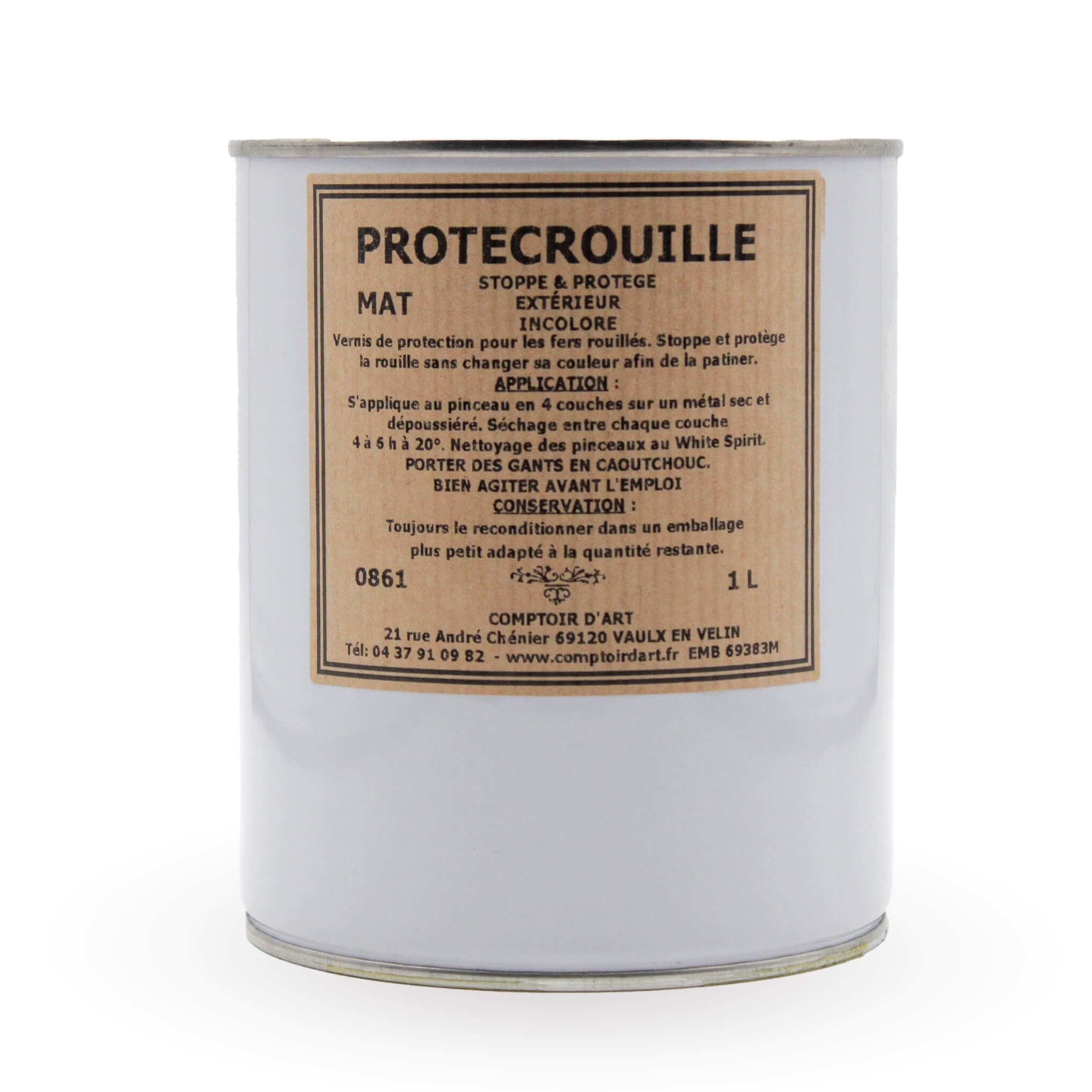 Comptoir d'Art - Vernis de Protection (0861) pour Métaux Ferreux - Protection Contre La Corrosion - Peinture De Protection - Résistant à La Rouille - Traitement Antirouille - Finition (Mat, 1L)