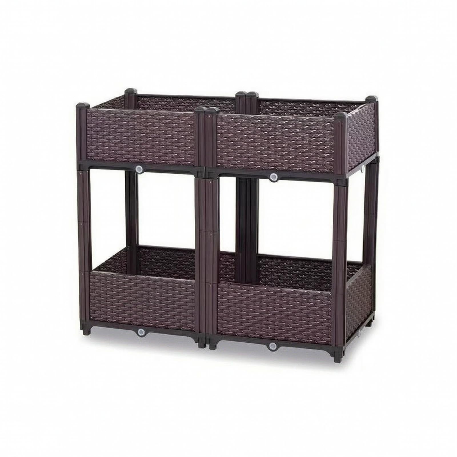 predolo Jardinera Plástico con Autorriego Macetero Rectangular con Patas Modular Jardinera Patas para Jardineros, Principiantes, 80 Cm X 40 Cm X 67 Cm Alto, Doble Capa, Ahorro De Espacio, 4 Celdas