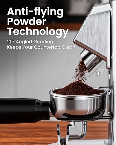 Miniatura 6 de Molinillo de café con rebabas cónicas eléctricas, con 48 ajustes precisos, molinillos de café antiestáticos para uso doméstico, molinillo de fresas