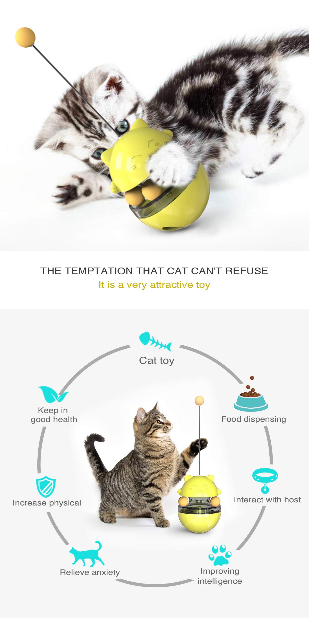 CYBERNOVA Interactive Wobble Cat Toy With a Teaser Wand - Image 2