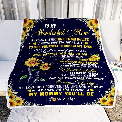 Miniatura 10 de Manta de forro polar personalizada con texto en inglés To My Mom, First Time Mom, elefante, feliz día de la madre, cumpleaños, Navidad (30 x 40