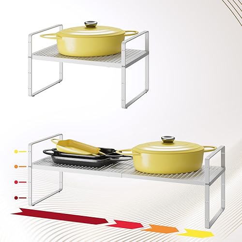 Miniatura 5 de Organizador de estante expandible de 16.5 a 27.1 pulgadas, 1 paquete de organizadores de estantes apilables de 8.1 pulgadas de ancho, almacenamiento