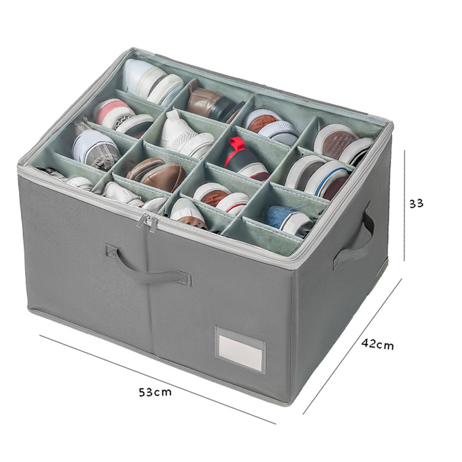 YUYTE Organizzatore per Scarpe, Contenitore per Scarpe in Tessuto Oxford, Resistente Alla Polvere con Divisori Rimovibili e Maniglie per Ripostiglio Armadio Sotto il Letto (GRAY)