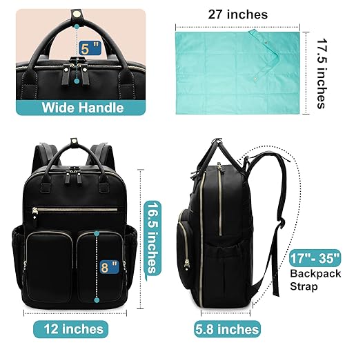Miniatura 6 de Mochila Mominside de piel con 18 bolsillos para mamá papá bolsa de viaje para niños y niñas bolsillo grande húmedo 4 bolsillos aislantes estación de