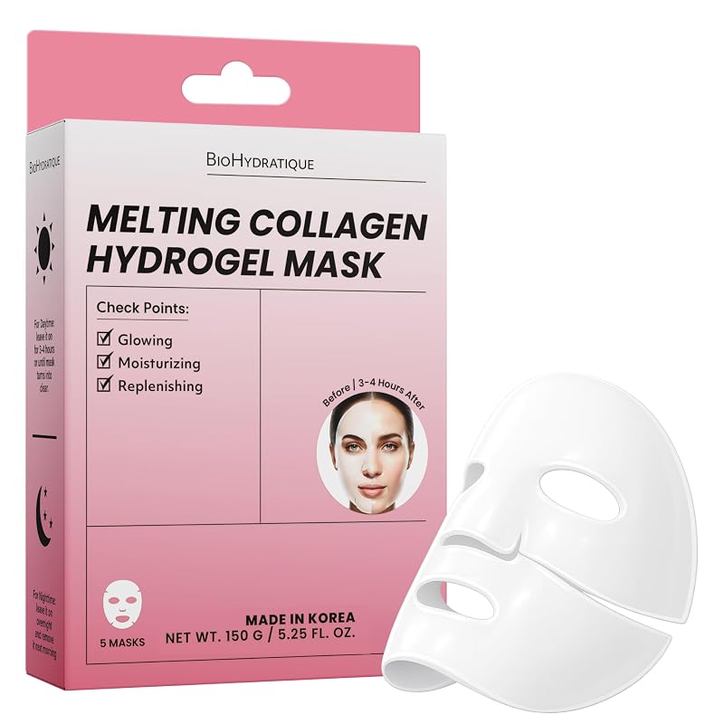Bio Hydratique Máscara facial de hidrogel com colágeno, Pacote com 5