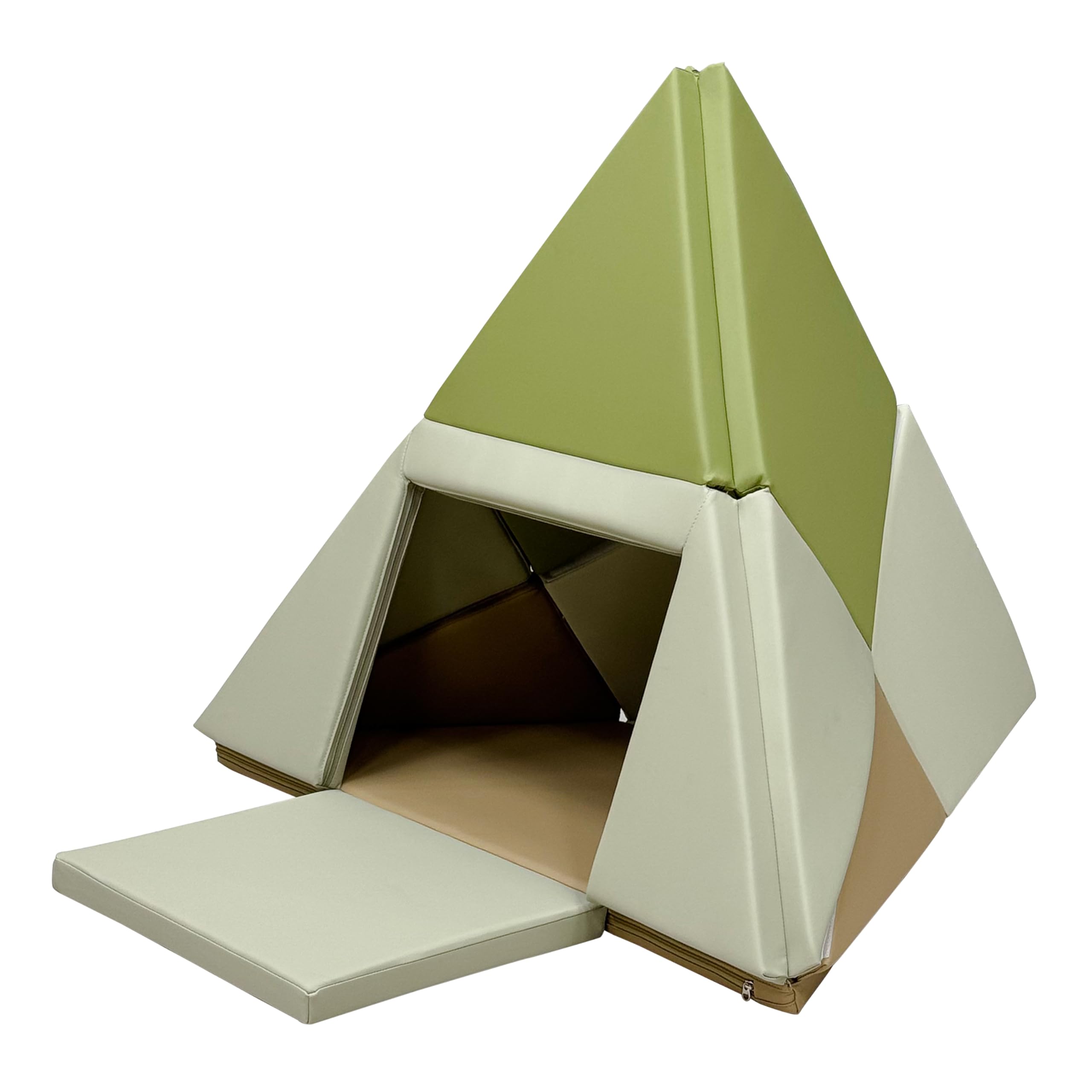 Sunny Davi Faltbare Schaumstoff Spielset in Grün/Beige | Softplay Krabbelmatte Faltbar Spielmatte/Spielzelt/Boot | Montessori Spielzeug für Kinder ab 12 Monaten