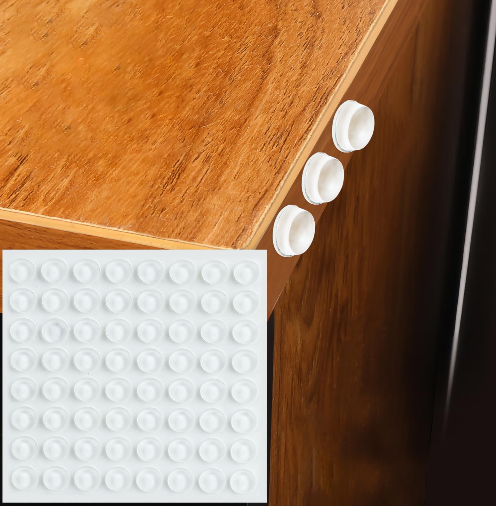 ZOMPAGO Clear Silicone Furniture Pads 64PCS, Self-Adhesive Bumper Pads for Cabinets, Drawers, Chair Legs, No Residue Floor Protectors for Hardwood &