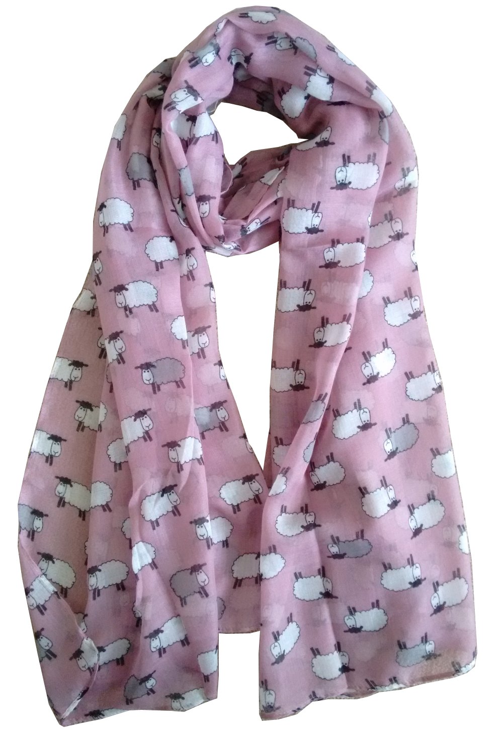 Glamlondon Women's Pink Light Sheep Herd Print Scarf Woolly Animal Fashion Shawl Wrap (Pink Light)
