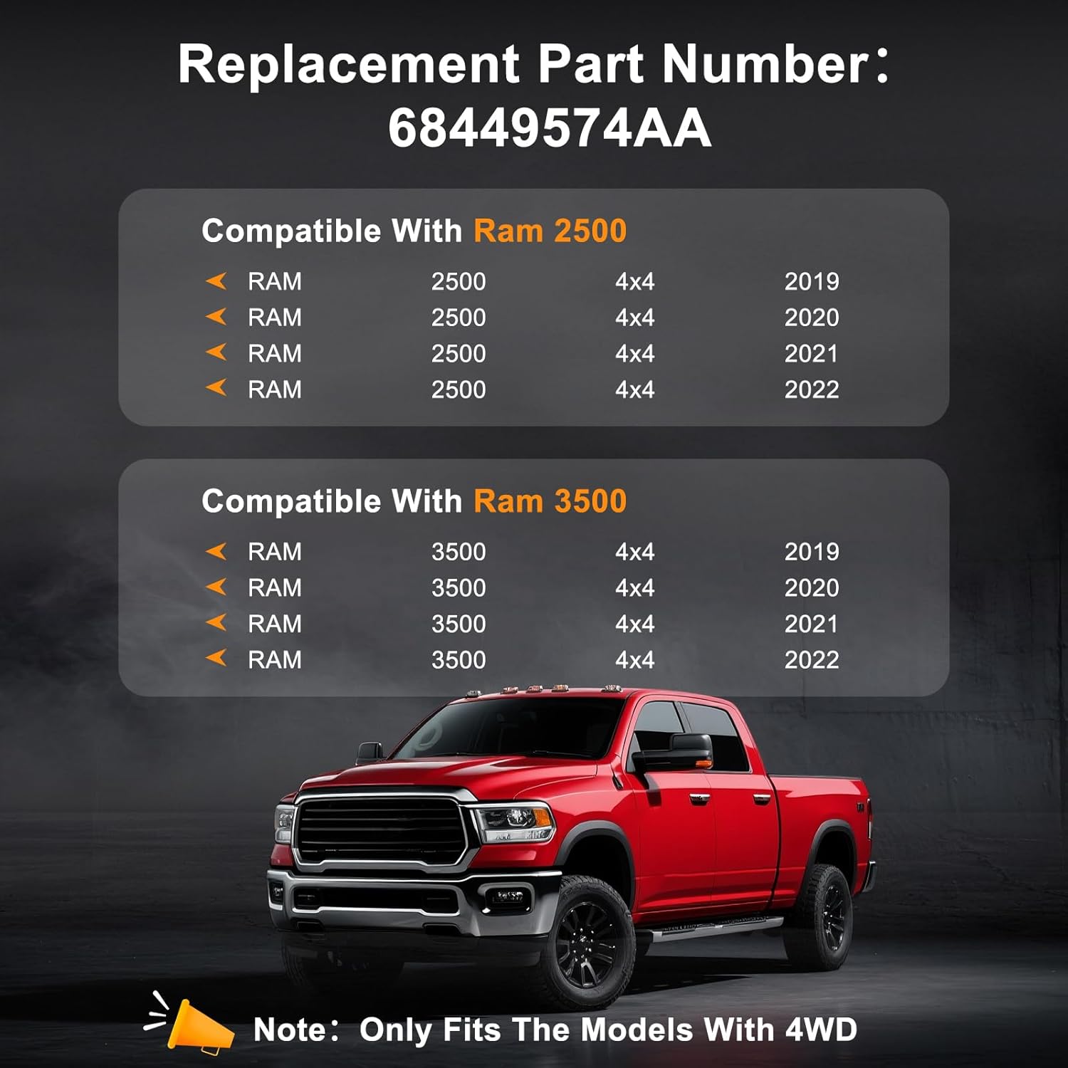 Front Axle Actuator Fork Assembly Disconnect For 2019-2022 Dodge Ram 2500 3500 4X4, Replace# 68449574AA