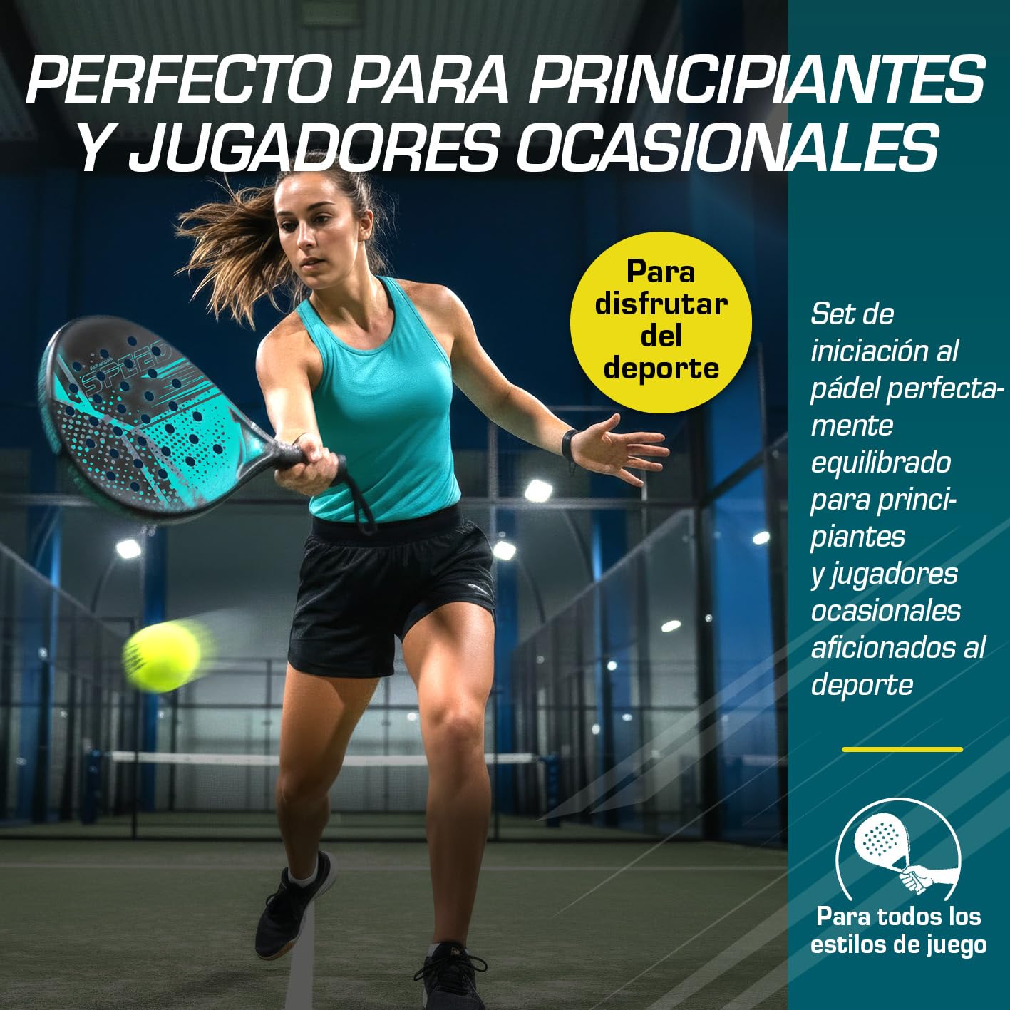 #DoYourSports Set de Palas de pádel | Set de iniciación con Palas de pádel, 2 Palas Ligeras para pádel con Pelota y Red | Empuñadura Antideslizante Ideal para Entrenar y el Tiempo Libre