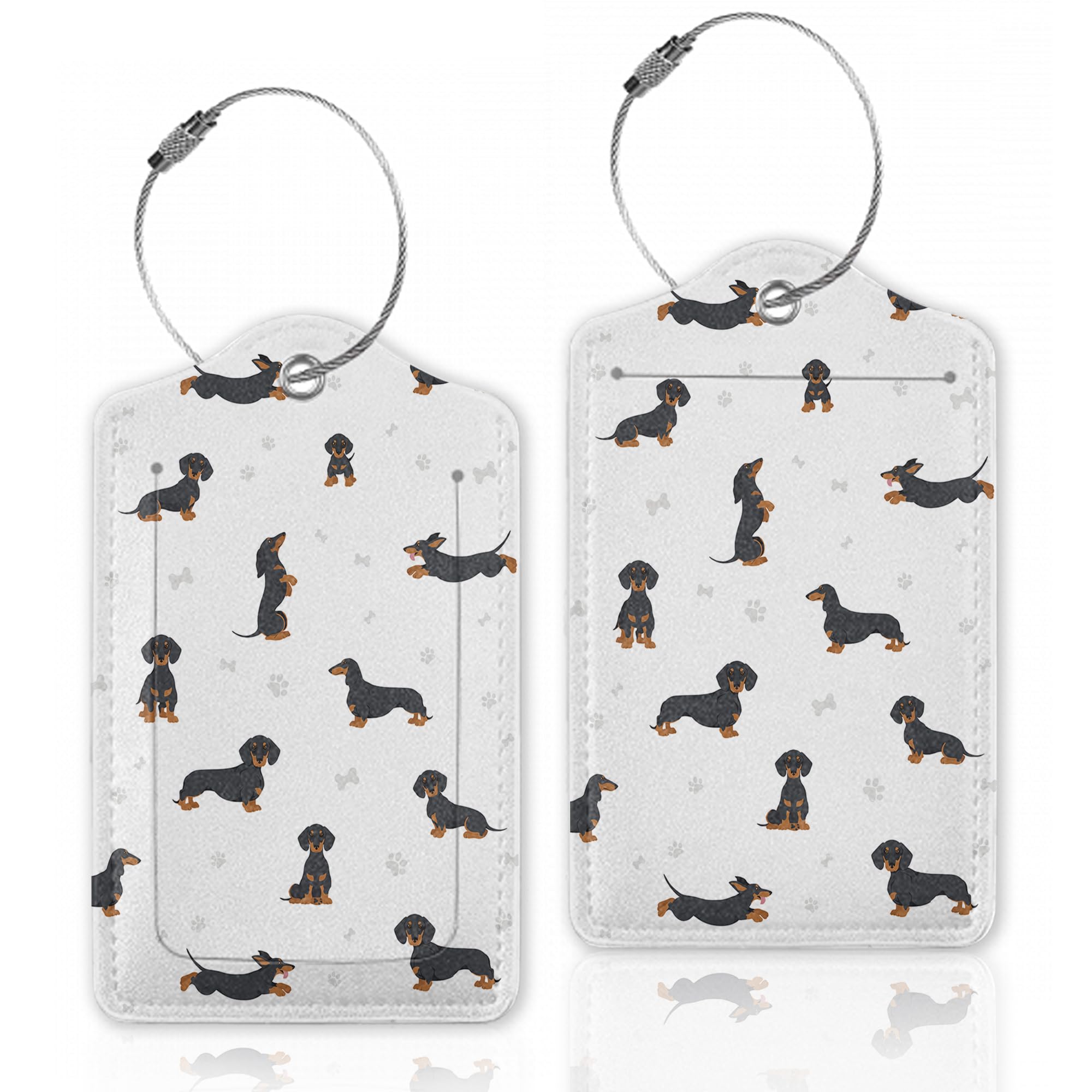 Dachshund Dog Paws Luggage Tags for Suitcase,Luggage Tag with Stainless Steel Loop Privacy Cover ID Label Travel Bag Luggage Identifiers for Women Men