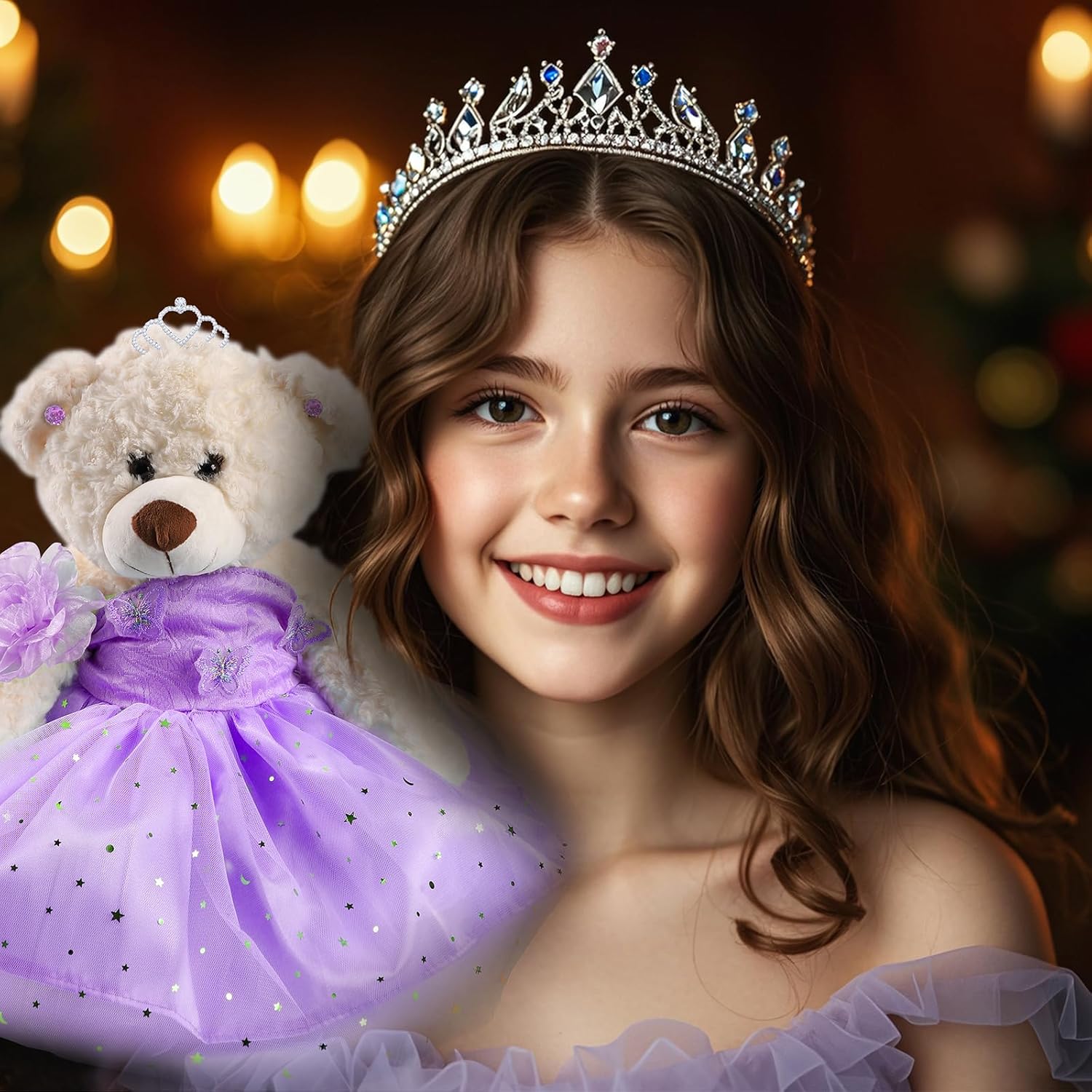 Quinceanera Doll Quince Teddy Bear with Dress,Quinceanera Decorations for Girls Gifts,OSO De Peluche para 15 Años Con Vestido,Centro De Mesa Muñecas para 15 Años Quinceañeras-Lavender