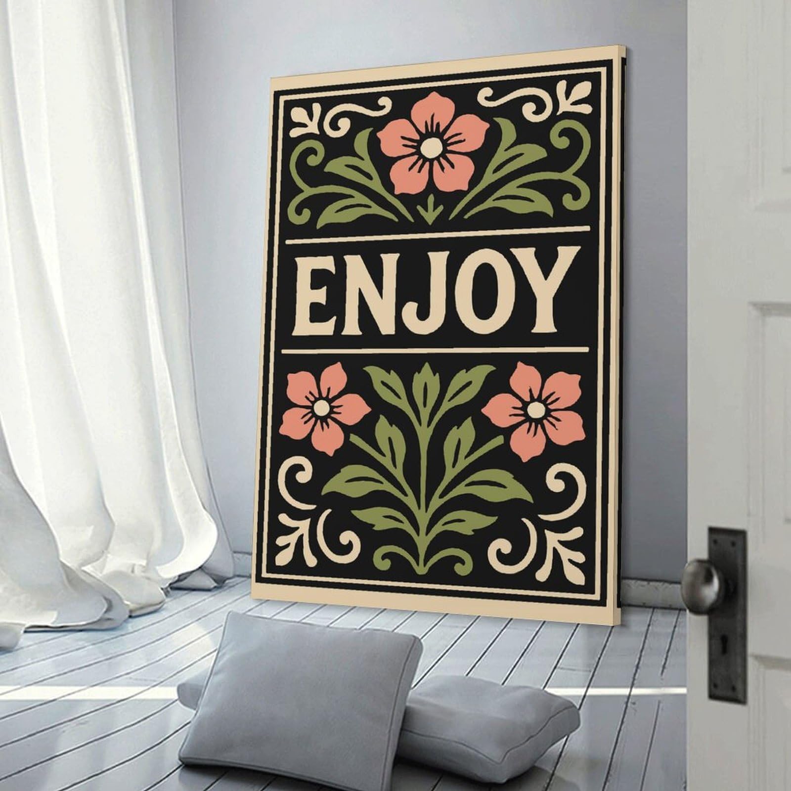 Junmoney Room Decor Wall Art Enjoy Floral Art Nouveau Illustration, 08x12inch(20x30cm), for Gallery Wall Layouts in Home Or Office, Home Wall Art for Statement Displays