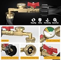 Vista 2 de Adaptador de relleno de propano mejorado para tanques de 1 libra, con válvula y manómetro, llena botellas de 1 libra desde tanque de 20 libras