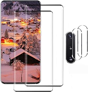 [2+2 Pack] Galaxy Note 10 Plus Screen Protector Include 2 Pack Tempered Glass Screen Protector +2 Pack Tempered Glass Camera Lens Protector,3D Curved,Easy Install for Samsung Galaxy Note 10 Plus