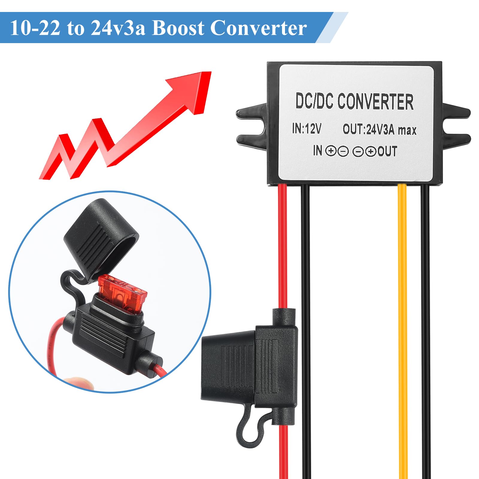 Convertisseur 12V Vers 24V YBBOTT 10A 240W - Booster De Tension DC/DC Pour Voiture, Camion, Bateau