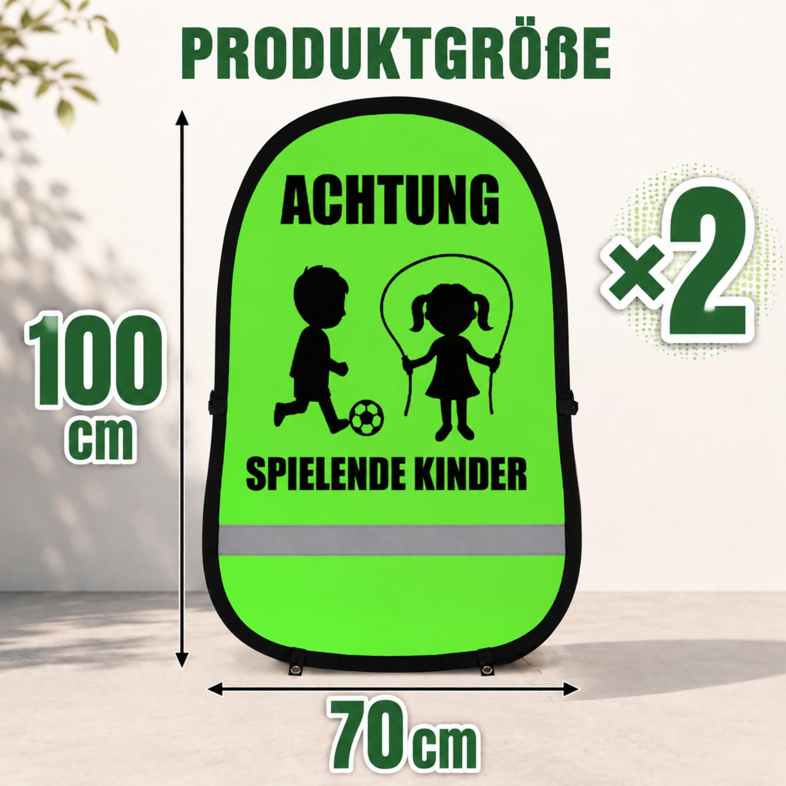 Namalu 2 Cartelli di Avvertimento Pieghevoli 70 x 100 cm con Catarifrangente – Cartello Stradale a Scomparsa per Strade, Percorsi e Zone Residenziali