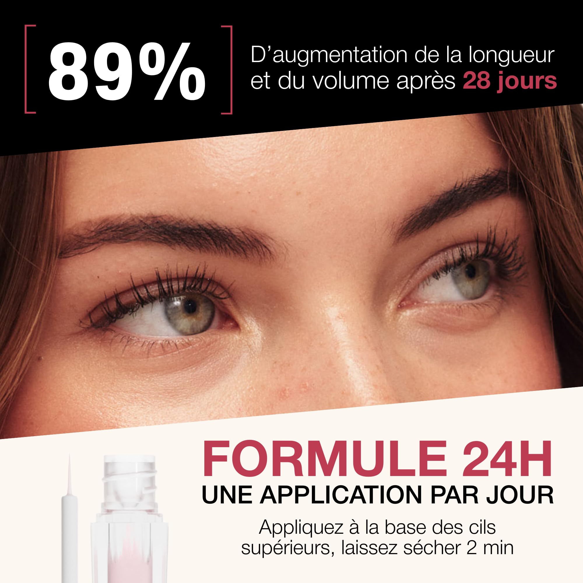 ROSEGOLD ROSELASH Advanced Sérum de Croissance Cils Plus Pleins, Longs et Épais - 95% Naturel Fabriqué en France - Sans Hormones Sans Parfum - Vegan