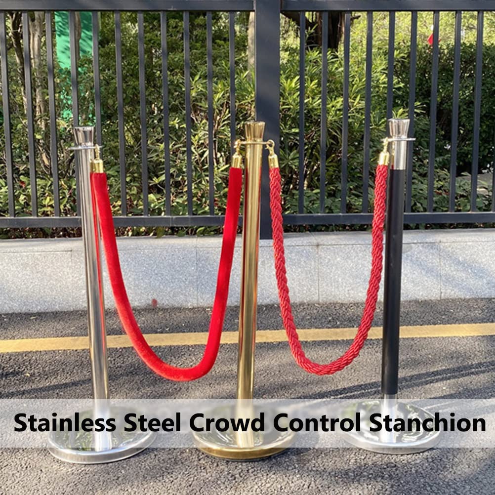 6 Pack Stainless Steel Stanchions With 4 Black Velvet Ropes - Crowd - View #4