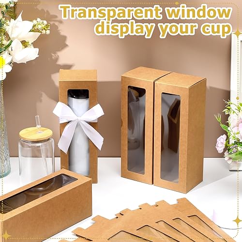 Miniatura 2 de PerKoop 60 cajas de regalo para vasos de sublimación, cajas de exposición transparentes con ventana para prensa de calor de 12 onzas, 20 onzas, 30