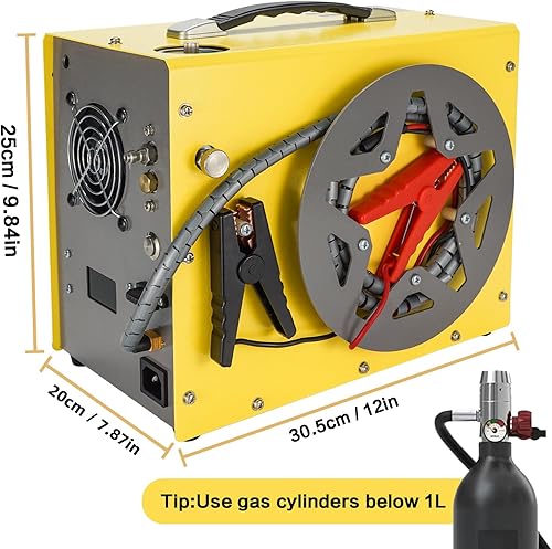 Miniatura 3 de Compresor de aire PCP, parada automática alimentado por DC 12V Car or Home AC 110V220V, 4500Psi30Mpa300Bar sin aceiteagua, carrete de alambre diseño