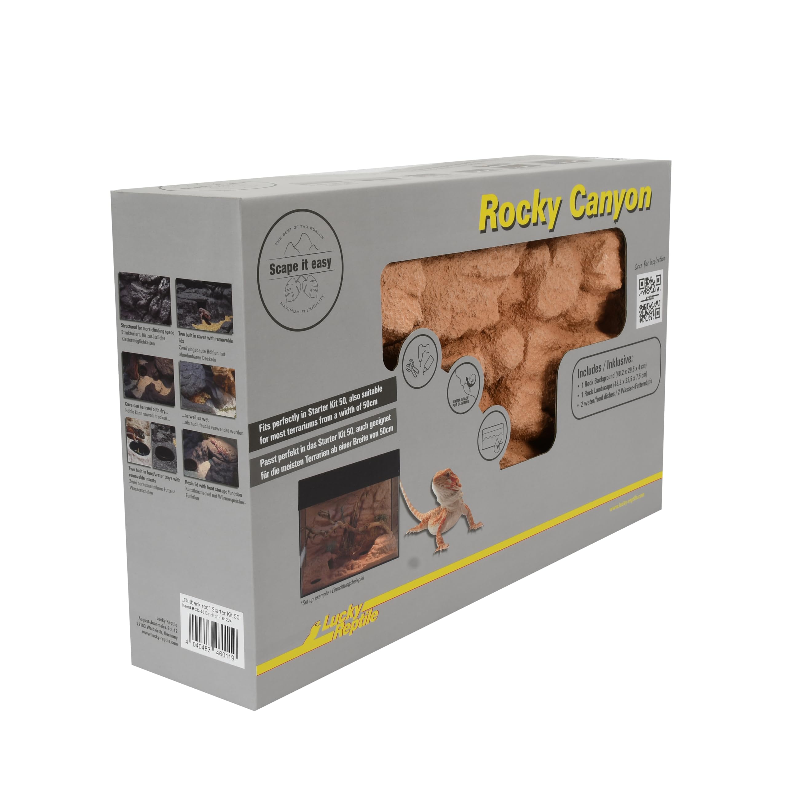 Lucky Reptile Rocky Canyon (2 pezzi) – Scape it Easy – Outback Red, 48 x 25 x 29 cm, per Starter Kit 50 cm