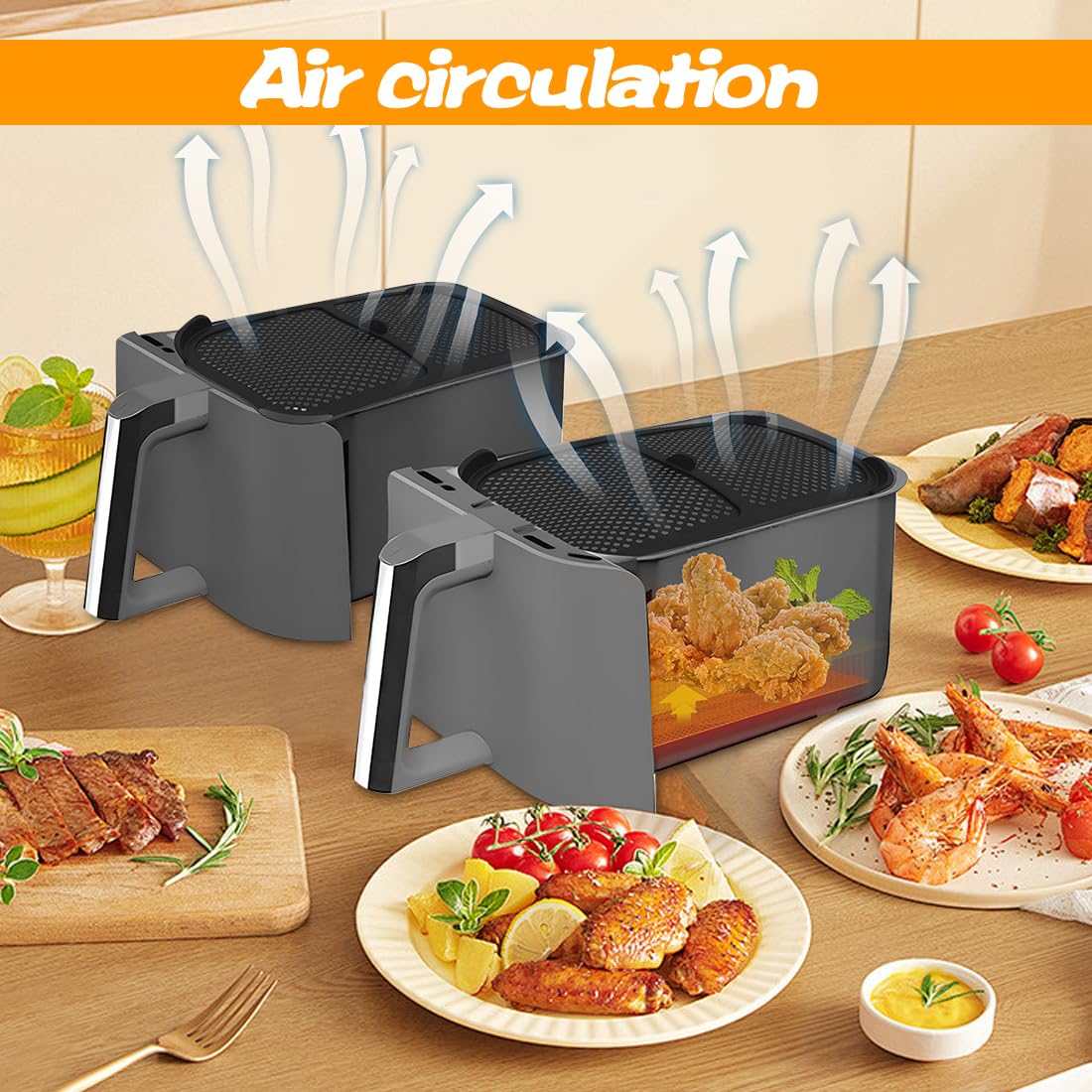 Grille Anti Projection Pour Air Fryer 2 Pièces Silicone Accessoires