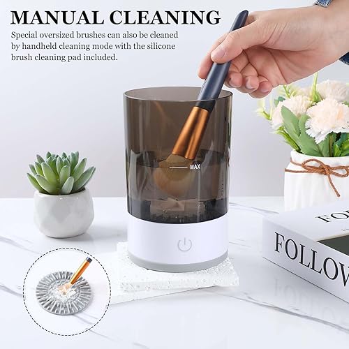 Miniatura 3 de Brushly Pro - Limpiador de brochas de maquillaje, limpiador eléctrico de brochas de maquillaje, limpiador de brochas de maquillaje giratorio