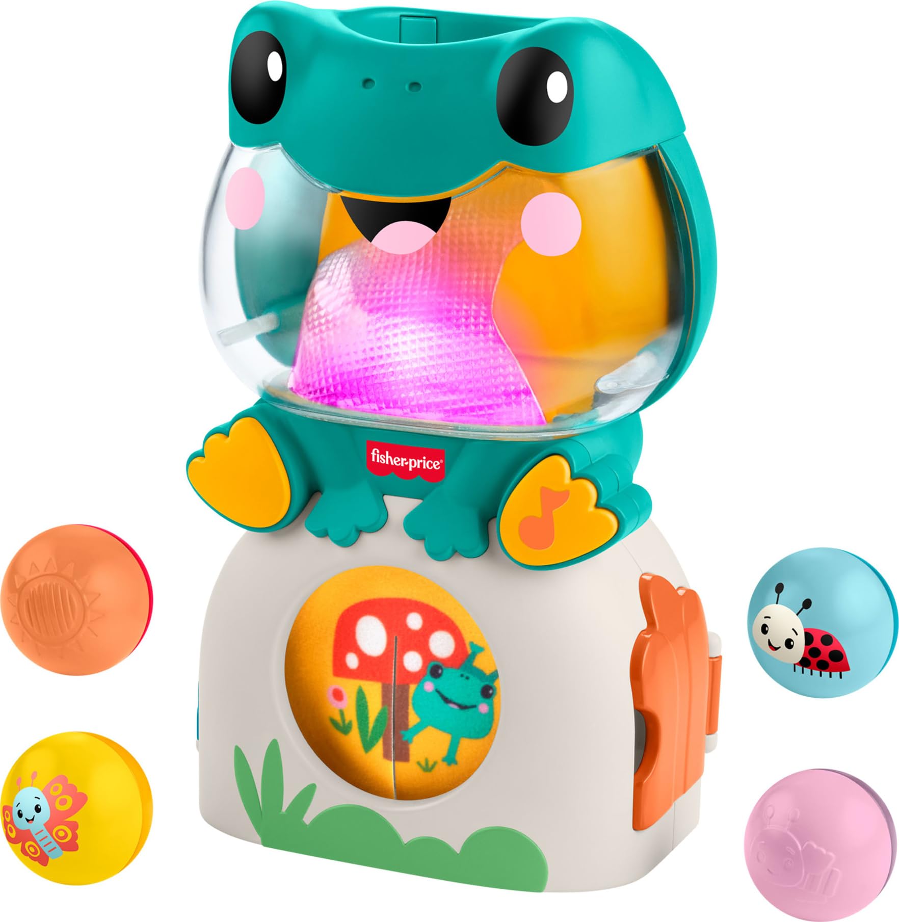 Fisher-Price Light -Up And Roll Frog Musical Ball Drop Activity Toy