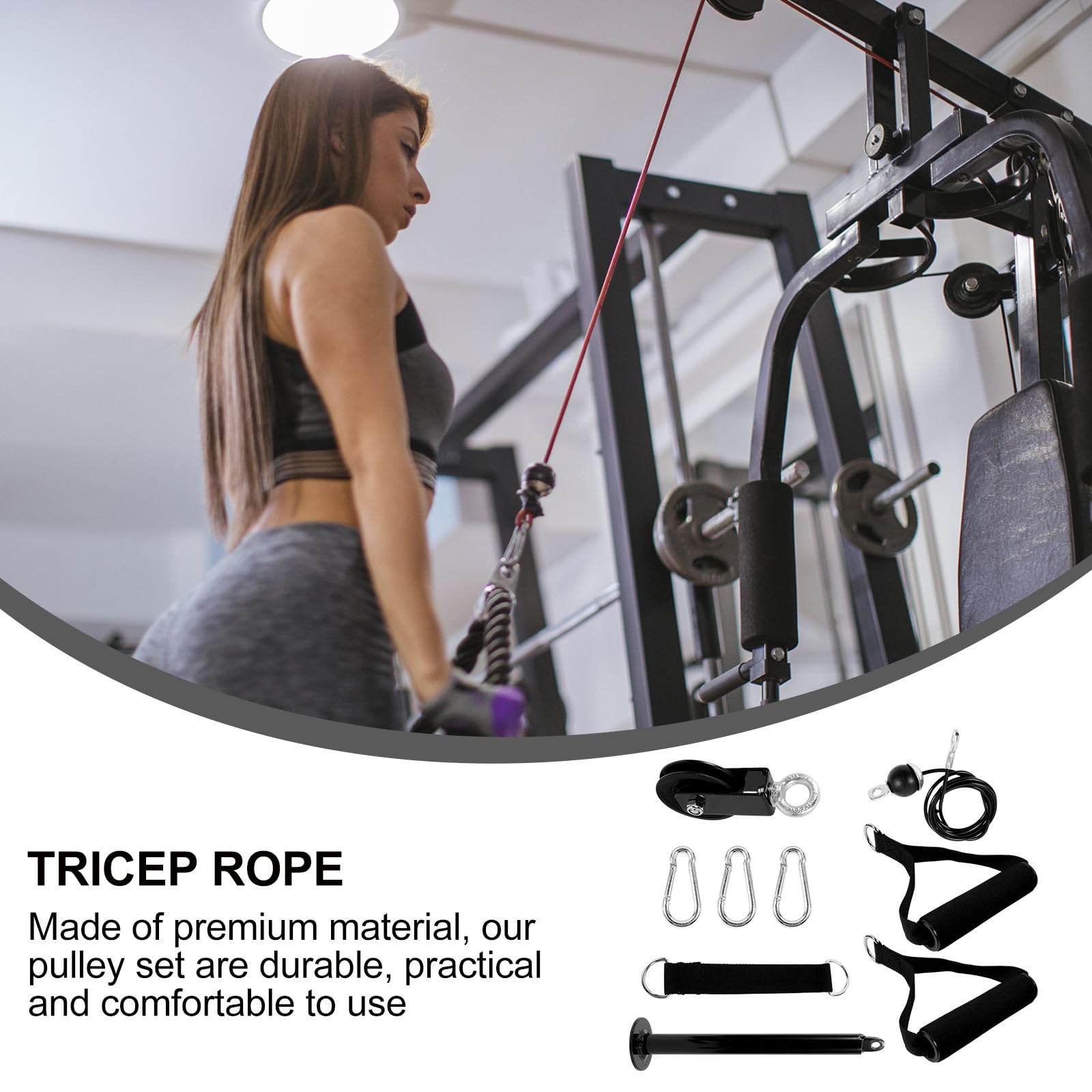 Kit de Polea de Cable Negro para Entrenamiento Muscular, en Casa Metal