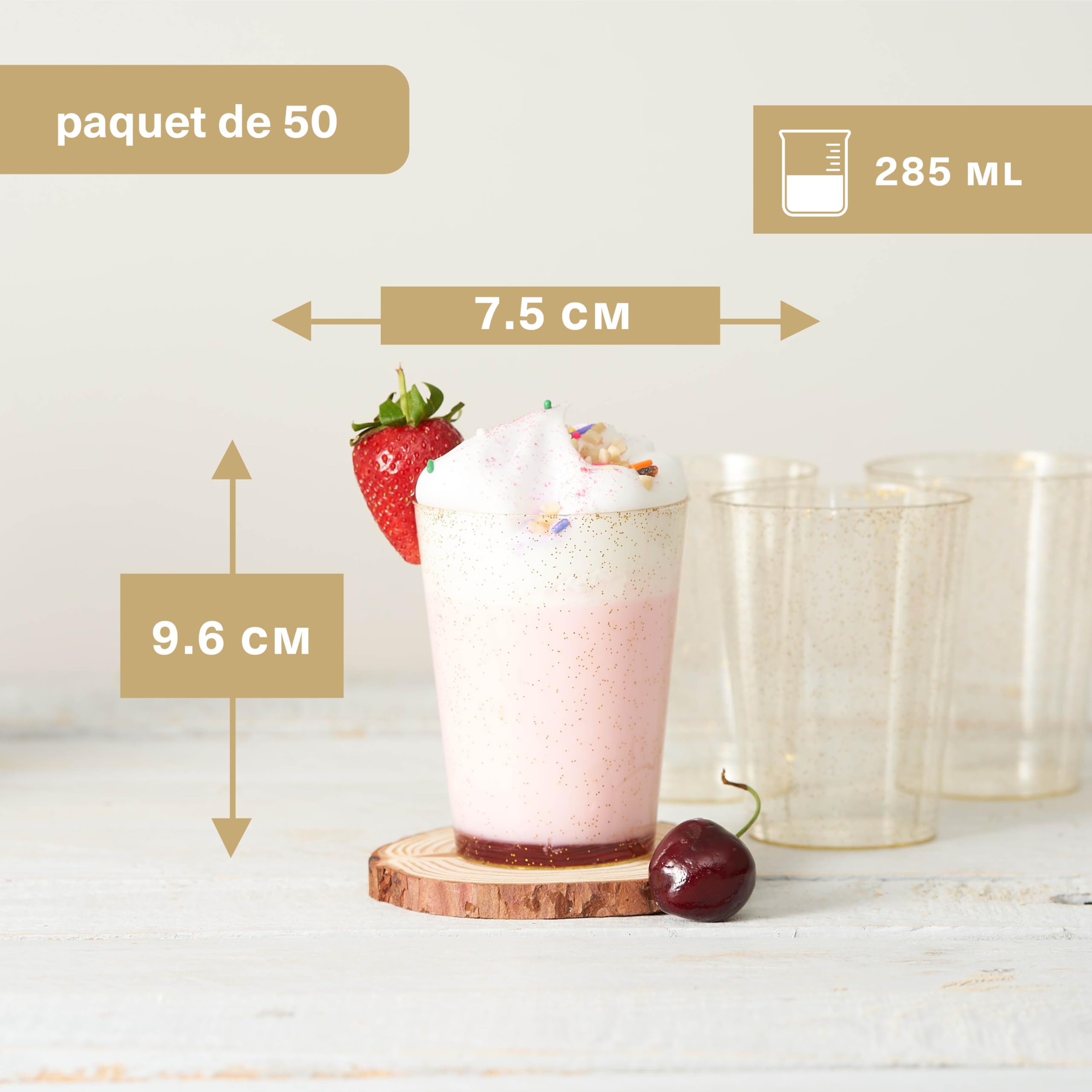 Gobelets En Plastique Dur MATANA - 50 Pièces, 285ml, Transparents