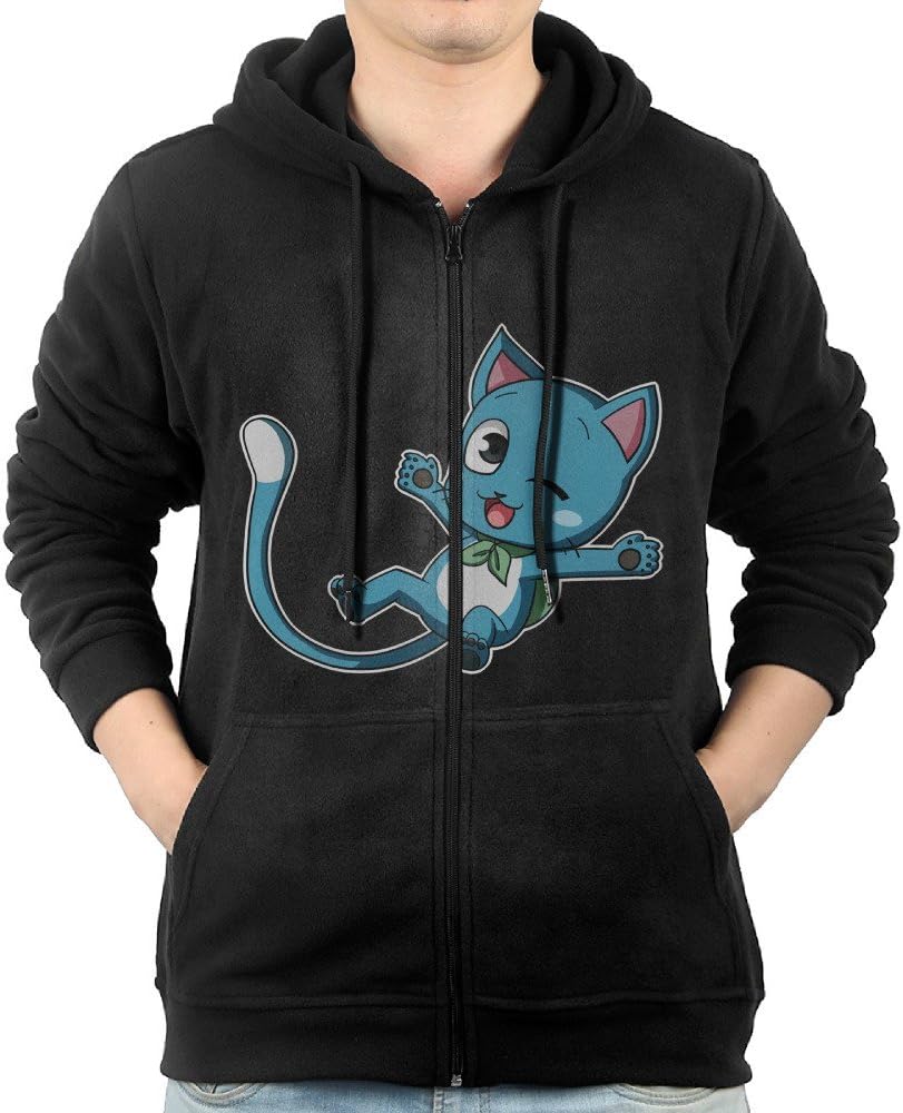 Boyfriend Anime Blue Cat Happy Fairy Tail Full Zip Hooded Pullover Hoodies
