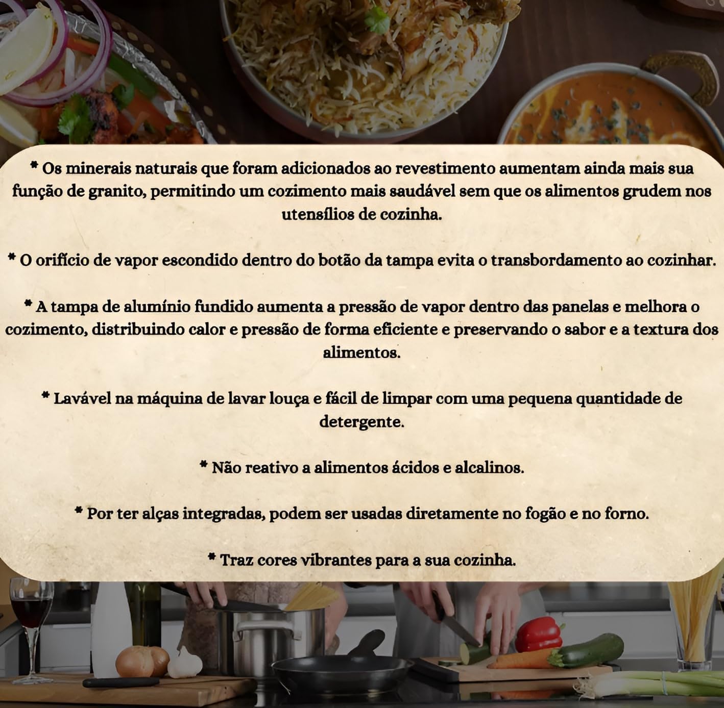 Imagem superior de panelas em uma cozinha bem iluminada. Imagem superior de panelas em uma cozinha bem iluminada.