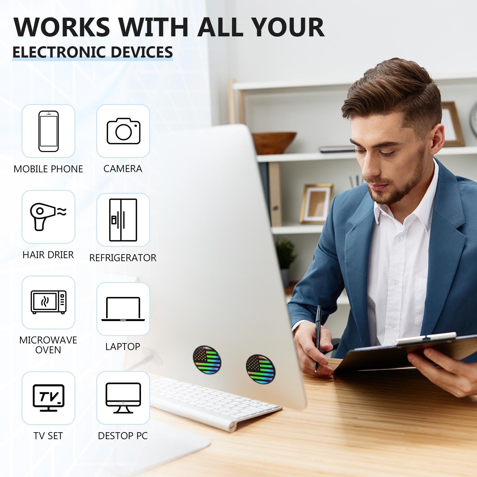 Zonon 18 Pieces Cell Phone Stickers Blocker Equipment Accessories for Laptops Computers(Flag Style)