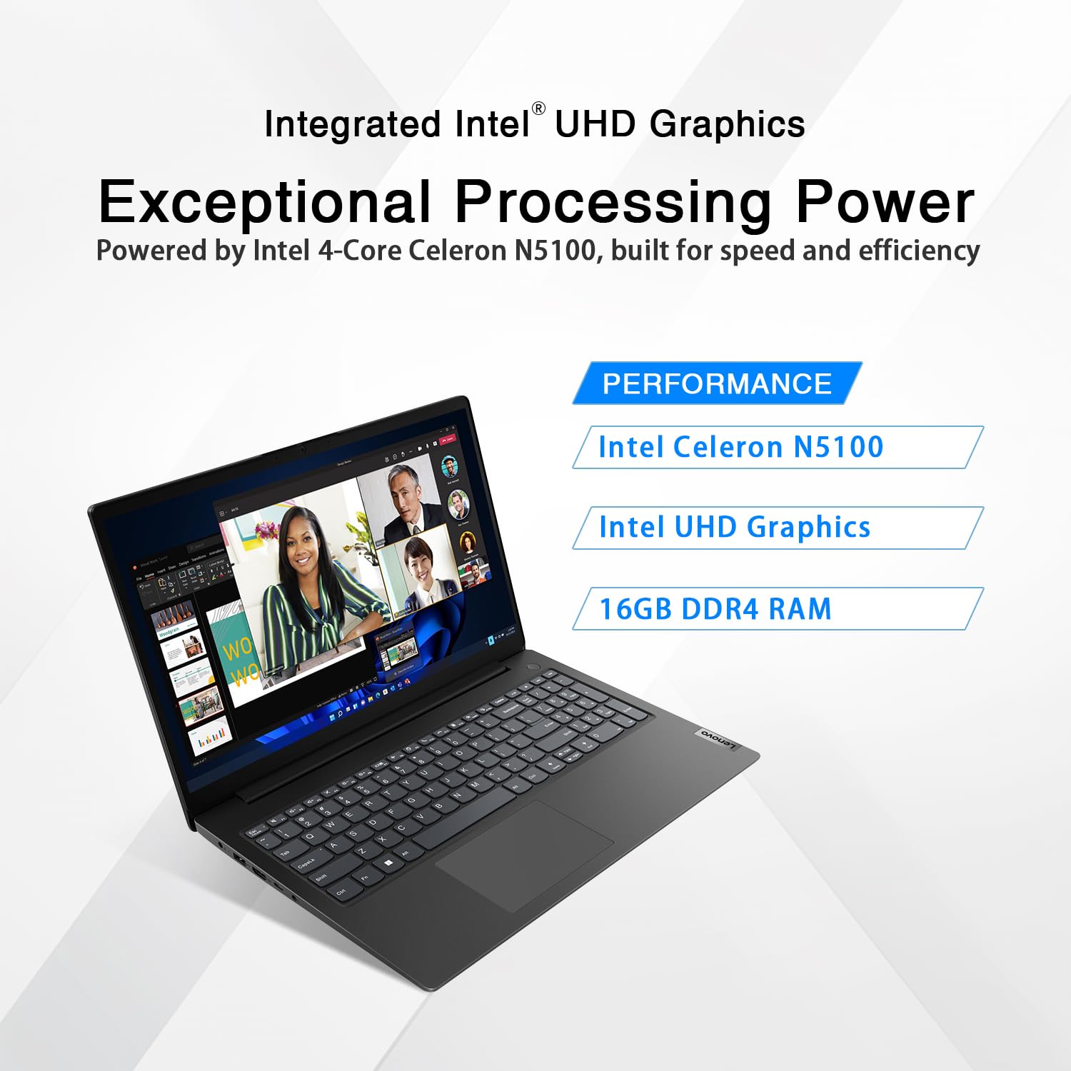 Lenovo Laptop aziendale V15 | FHD da 15,6 pollici (1920 x 1080) | Processore Intel 4-core | Grafica Intel UHD | 16 GB di RAM | SSD da 1 TB | Ethernet RJ-45 | Durata militare | Windows 11 Pro