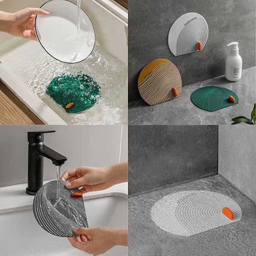 Miniatura 9 de Protector contra salpicaduras de fregadero  Tapete de silicona para grifo  Bandeja colector de goteo con mango  Protectores de fregadero para