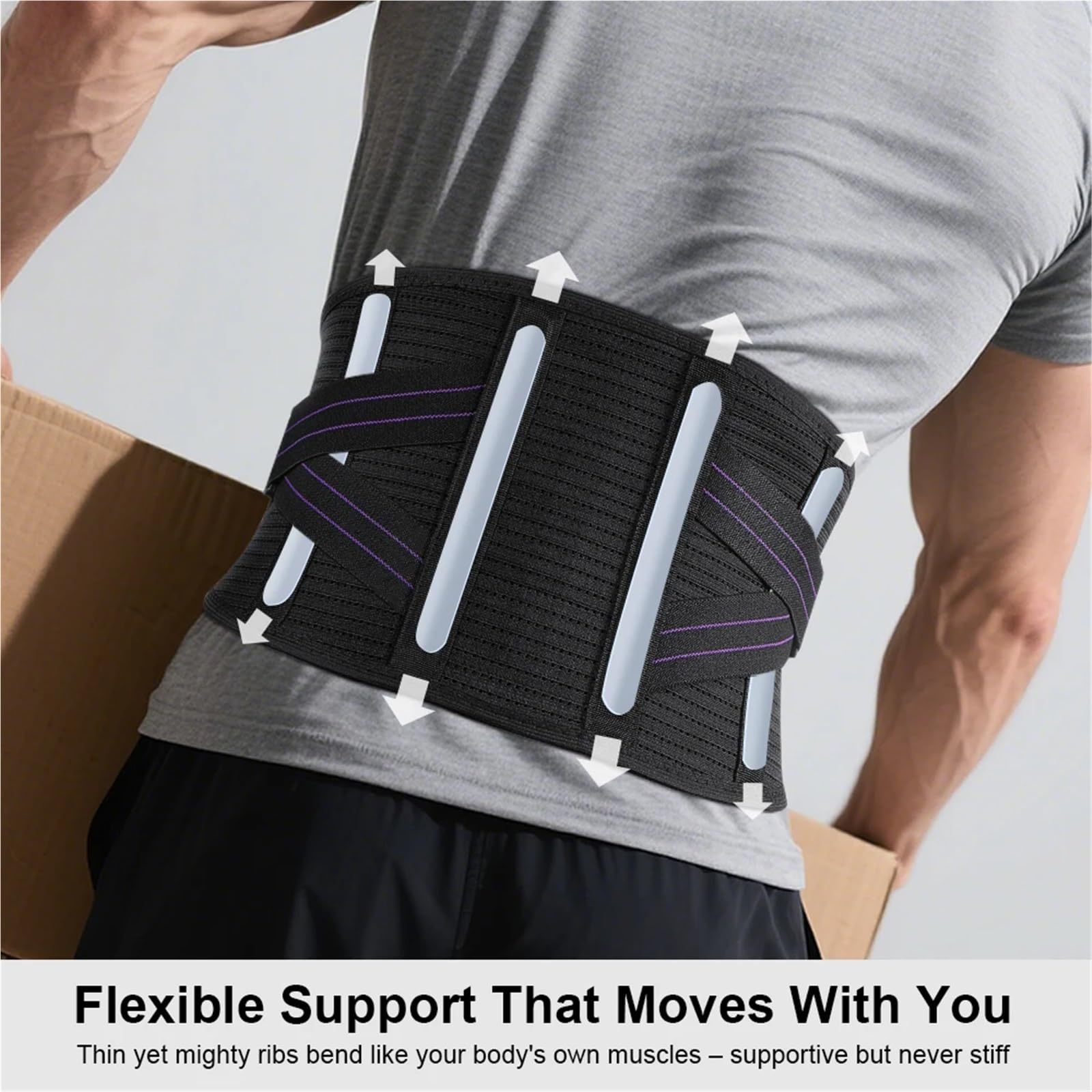 Fascia Lombare Supporto Tutori for la schiena for alleviare il dolore nella parte inferiore con 4 stecche, cintura di supporto traspirante for zona lombare(XXL)