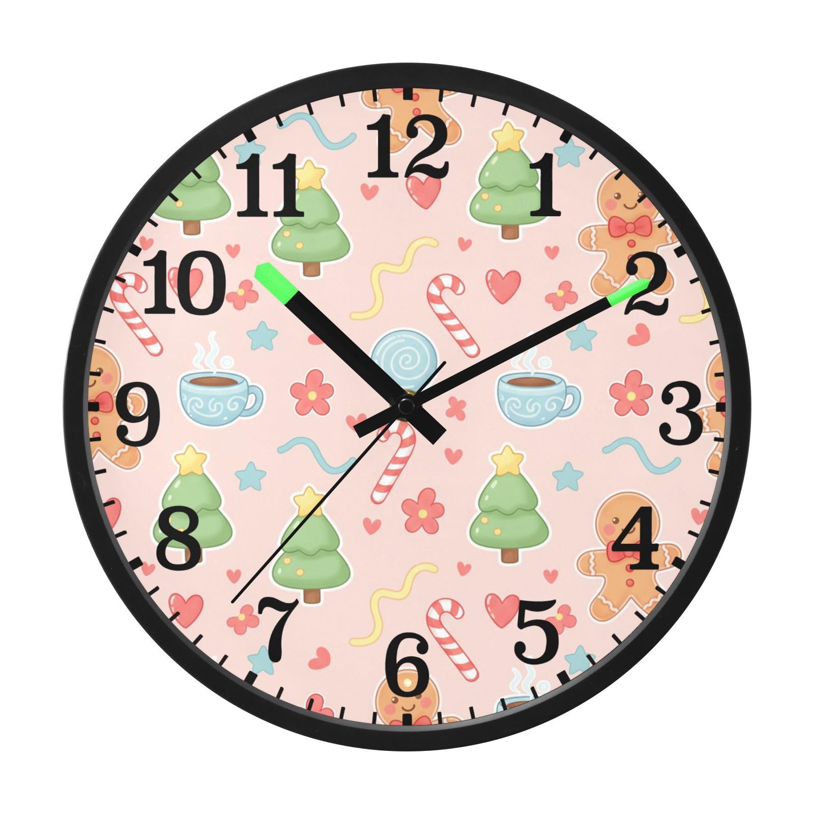 Horloge analogique silencieuse GuoChe avec motif de Noël chaud pour chambre