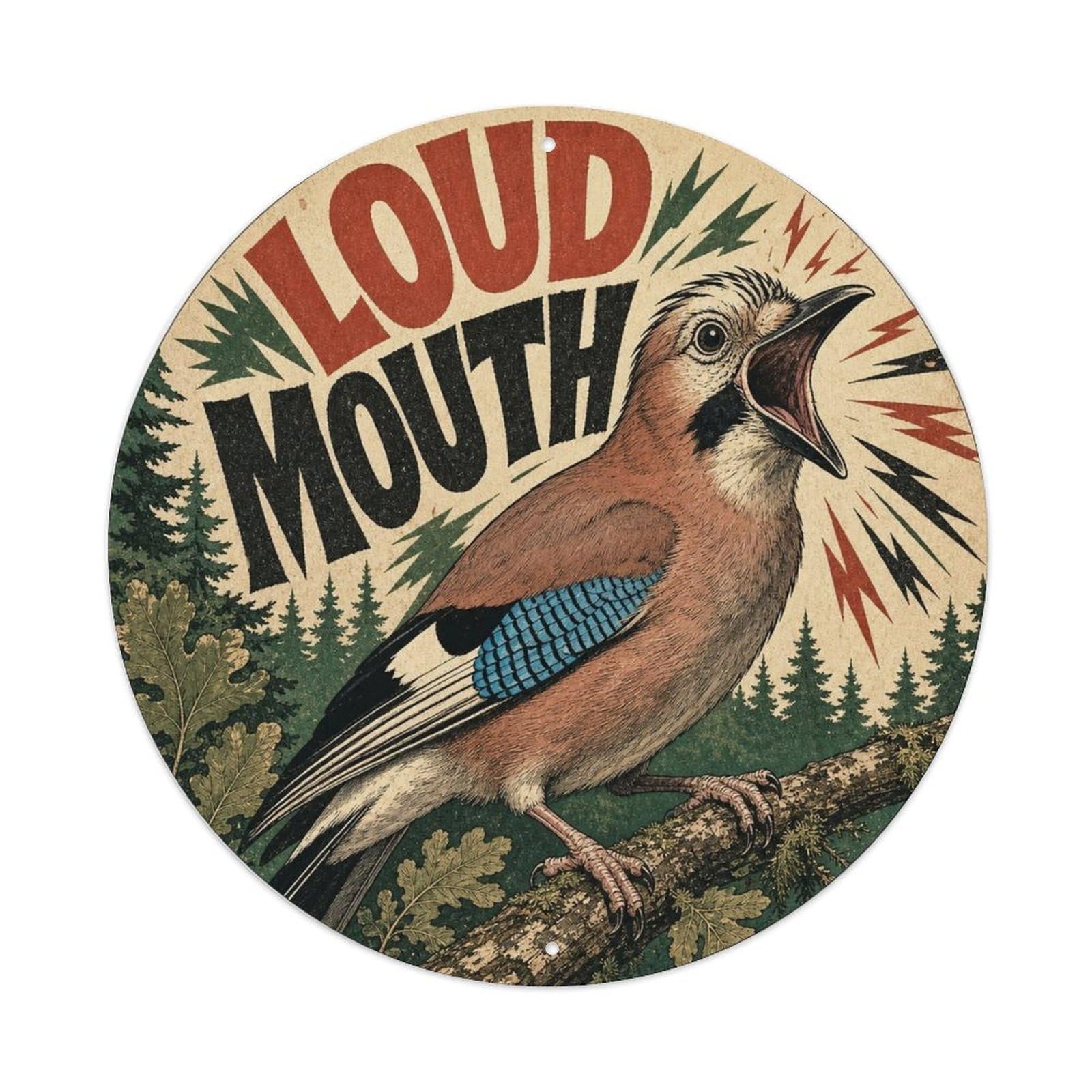 Okngb Style Jay Quirky Humor Comic Bird Rustic Cartoon Pop Metal Tin Sign Plaque Wall Decor For Cafe, Man Cave, Club Bar, Office, Home Garden Round Metal Poster 8X8inch