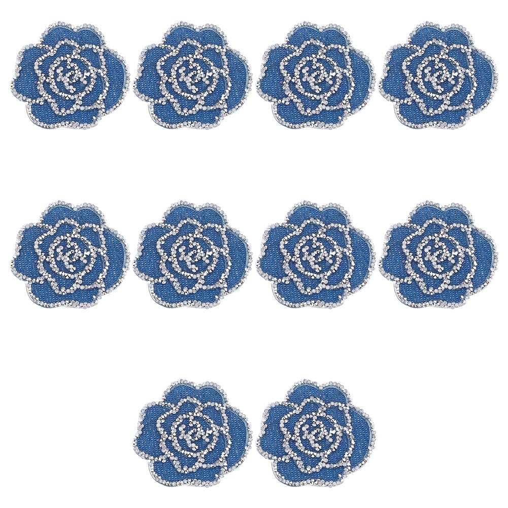 Écussons thermocollants bleu denim lot de 10 rustines tissu pour réparation jeans et sacs