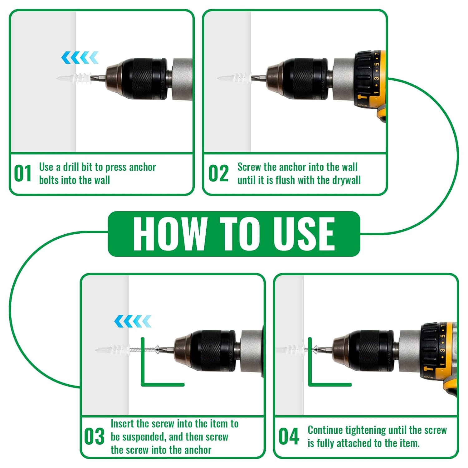 100PCS Self Drilling Drywall Anchors,Plastic Wall Anchors,Heavy Duty Dry Wall Anchors for Hanging Sheetrock, Ideal for Homeowners, Diyers and Renters
