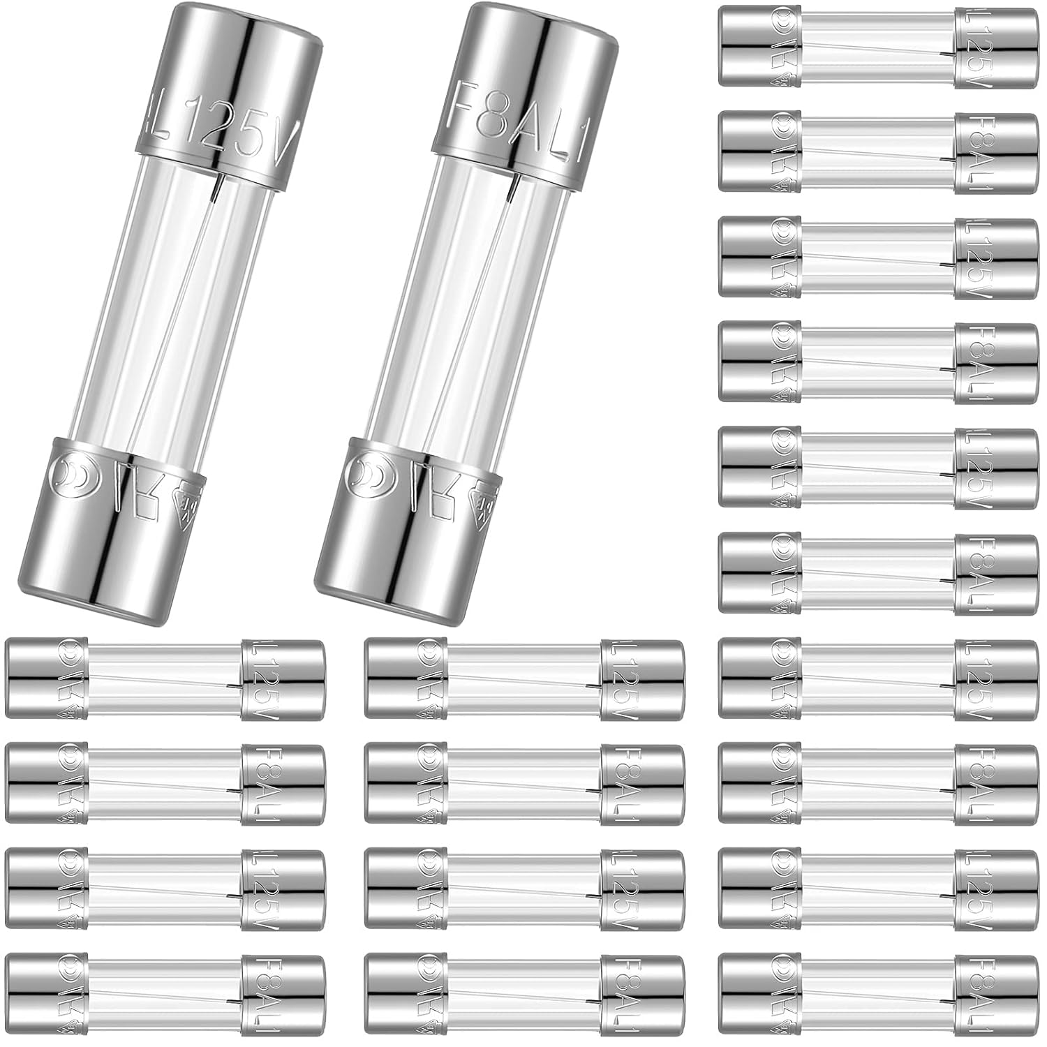 20 Pieces 5 x 20 mm/ 0.2 x 0.78 Inch Christmas Light Fuses 125 Volt