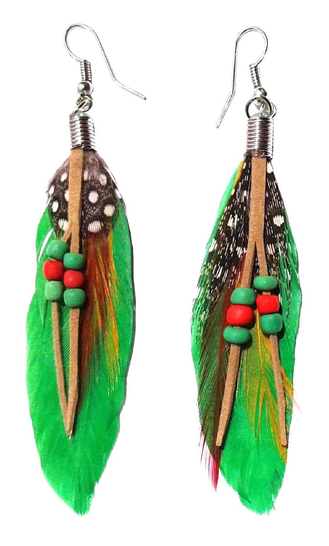 Shreya Collection Green Colour Funky Beaded Feather Earrings For Women And Girls - 853.6